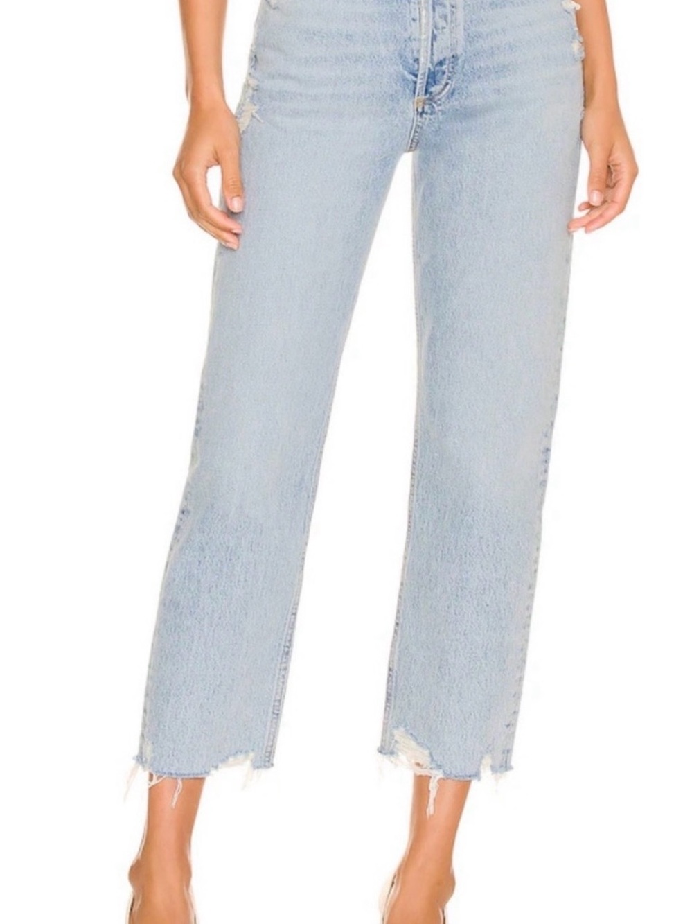 Agolde 90s Crop Jeans Light Blue Distressed Straight Leg A173-1206